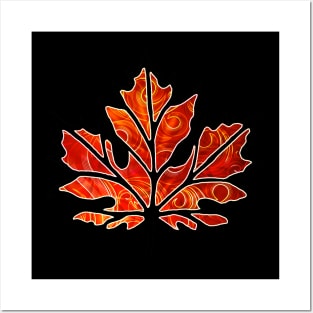 Swirly Red Maple Leaf Posters and Art